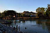 Inle Lake Myanmar. All the buildings are constructed on piles. Residents travel around by canoe, but there are also bamboo walkways and bridges over the canals, monasteries and stupas. 